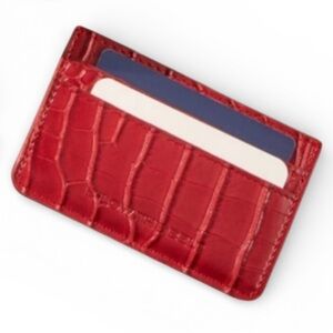 B-Low the Belt ID Card Case with Zipper Pocket Red Croc Embossed
